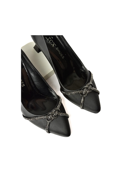 Fox Shoes S246061604 Siyah Kumaş Kalın Topuklu Kadın Abiye Ayakkabı Siyah
