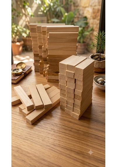 Minyatür Ahşap Yapı Blokları 1x2x10 Cm 50 Adet