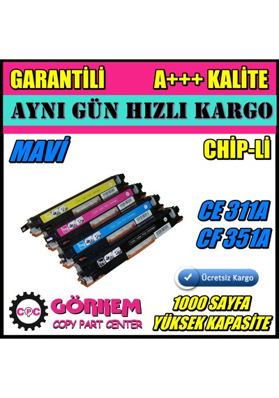 Hp M176N Uyumlu Toner Mavi Cf351A
