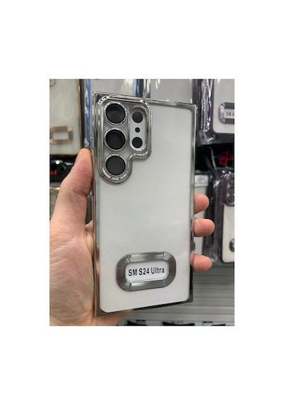 Samsung Galaxy Uyumlu S24 Ultra Kamera Lens Korumalı Şeffaf Yumuşak Silikon Telefon Kılıfı Kapak Gümüş