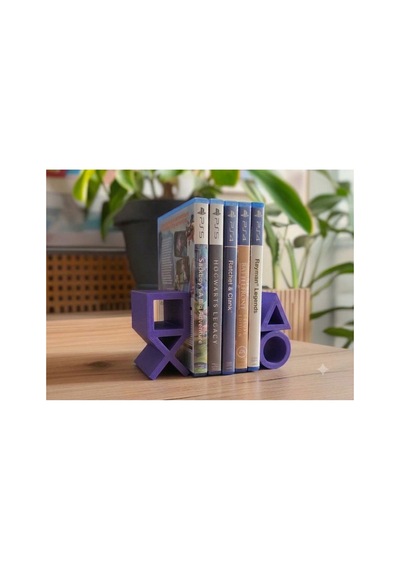 Ps5 Logolu Cd Stand Rafı, İkonik Tuş Simgeli Oyun Kutusu Cd Rafı Stand Organizer4