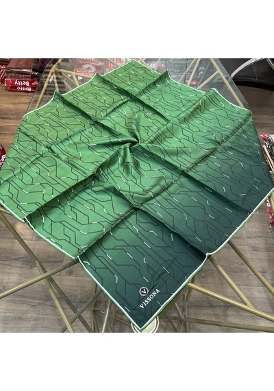 Vissona %100 Twill İpek 90x90 Eşarp - 04897 - 90 X 90 / Zümrüt Yeşili Zümrüt Yeşili