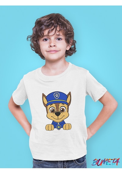 Bumeta Mini Devriye Chase Görevde Paw Patrol Çocuk Tişört T-shirt Beyaz