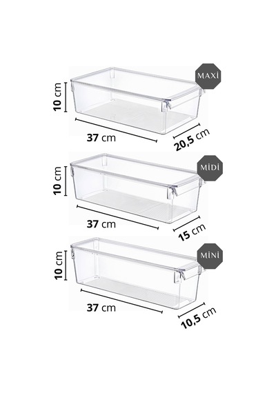 Nandy Home Kapaklı 6'lı Set Tall Clear Buzdolabı & Dolap Içi Düzenleyici Organizer Şeffaf