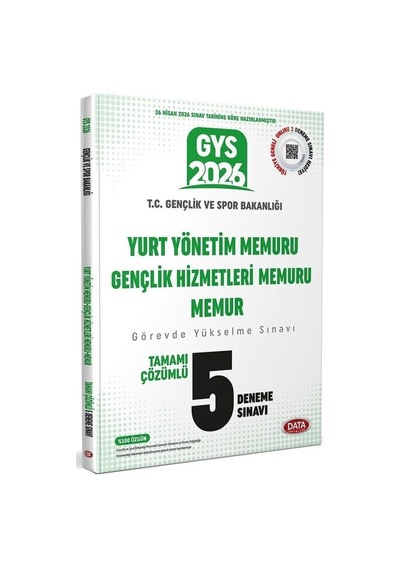 Data 2026 Gys Gençlik Ve Spor Bakanlığı Yurt Yönetim, Gençlik Hizmetleri Memuru Ve Memur 5 Deneme Çözümlü Görevde Yükselme Data Yayınları