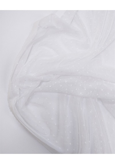 Beyaz Minik Yıldız Desenli İnce Esnek Tül Kumaş Elbiselik & Bluzluk 140x200cm-12857