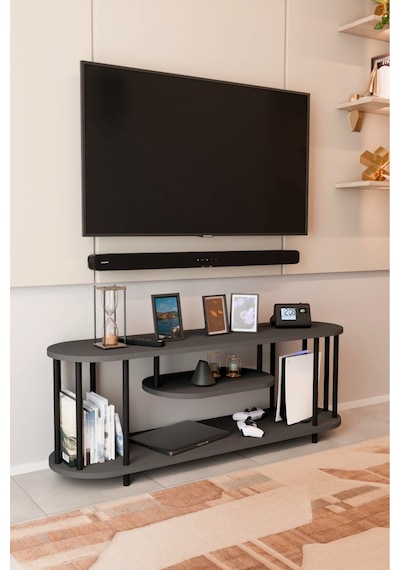 Modern Tv Ünitesi Ahşap Raflı 2 Katlı Televizyon Sehpası Minimalist,dayanıklı, Fonksiyonel Tv Standı Antrasit Modern Tv Ünitesi Ahşap Raflı 2 Katlı Televizyon Sehpası Minimalist,dayanıklı, Fonksiyonel Tv Standı Antrasit