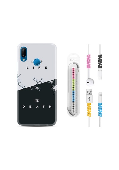 Huawei P20 Lite Kılıf Kablo Koruyuculu Life And Death 1339