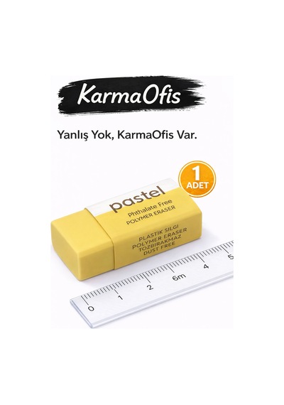 Pastel Mor Silgi Toz Bırakmaz, Phthalate Free 1 Adet Sarı