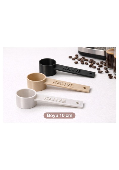Kahve Yazılı Kahve Ölçü Kaşığı 3 Adet Espresso & Filtre Kahve Set-renk Seçenekli Krem-siyah-beyaz