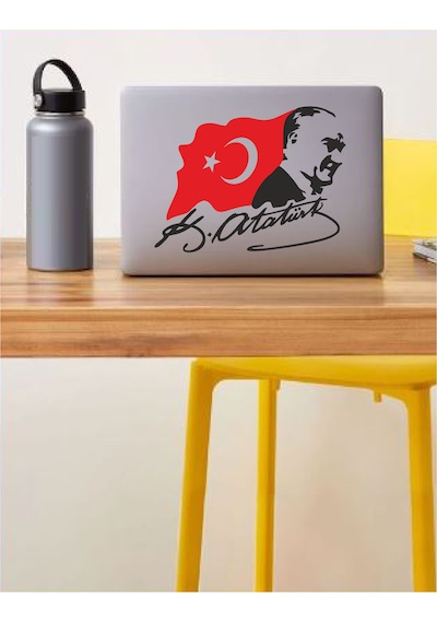Mustafa Kemal Atatürk Sticker - Türk Bayrağı Sticker - Atatürk İmza Sticker -gazi Başbuğ Atatürk Silüet Ve Türk Bayrağı Sticker 02511 20x15 Cm