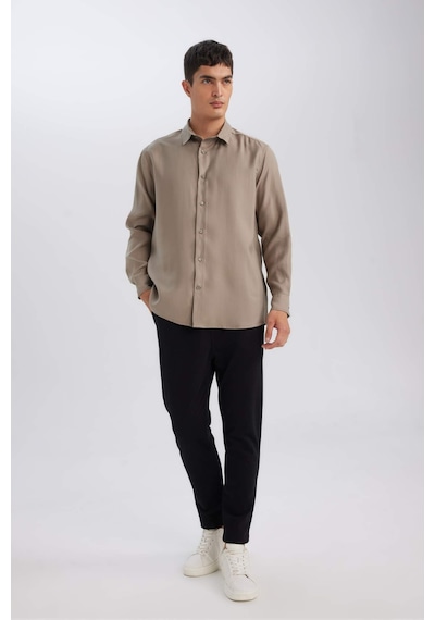 Defacto Relax Fit Polo Yaka Twill Modal Karışımlı Basic Düz Uzun Kollu Gömlek D3376AX24AUKH466 Haki Defacto Relax Fit Polo Yaka Twill Modal Karışımlı Basic Düz Uzun Kollu Gömlek D3376AX24AUKH466 Haki