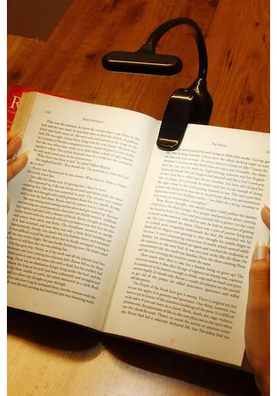Ledli Klipsli Mini Kitap Okuma Lambası Mandallı Pille Çalışan Işık Masa Lambası Kitap Okuma Işığı