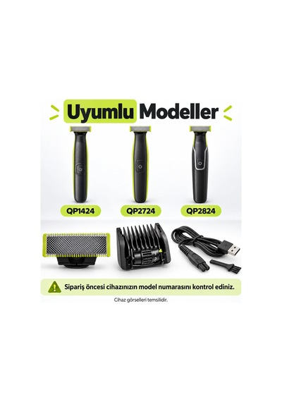 Philips Oneblade Qp1424, Qp2724 Ve Qp2824 Modelleriyle Uyumlu Olarak Hazırlanan 3 Lü Bakım Seti