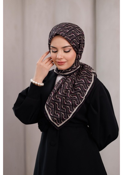 Mimiyum D S Model Soft Eşarp Siyah Mürdüm Çok Renkli