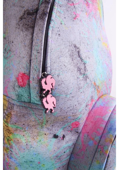 Unisex Çocuk Su Geçirmez Pollock Desenli Çıkarılabilir Kapüşonlu Sırt Çantası Pembe
