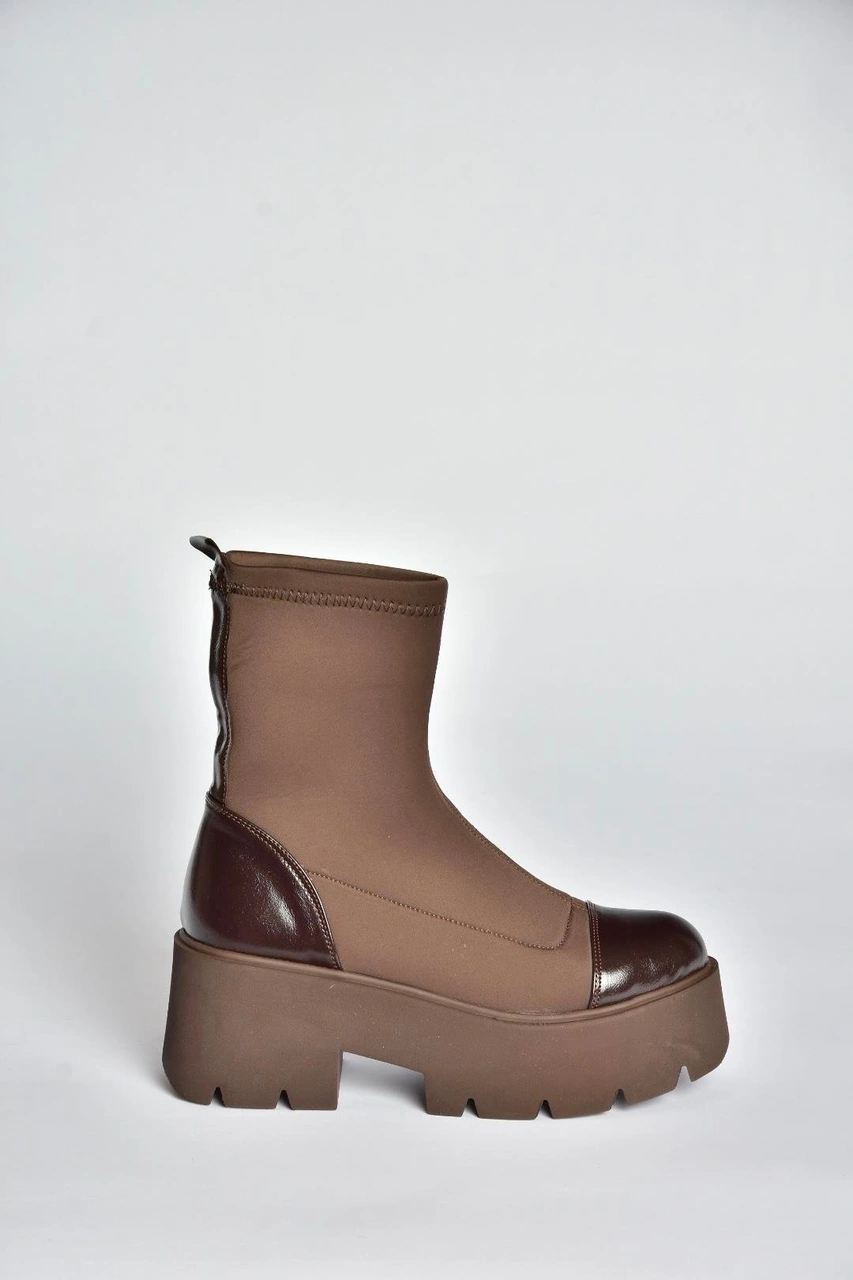 Fox Shoes V272902904 Kahverengi Kumaş Kalın Tabanlı Kadın Bot Kahverengi-kumaş