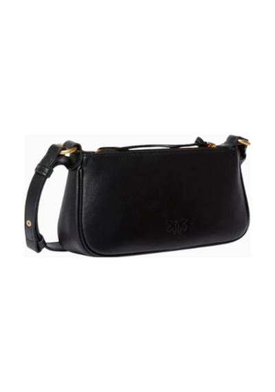 Pinko Mini Half Moon Siyah Deri Lüks Baguette Çanta, Günlük Ve Gece Kullanımı Için Omuz Çantası