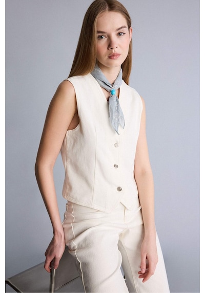 Defacto Jean Blazer Yelek F5899ax26smwt1 Beyaz-wt1