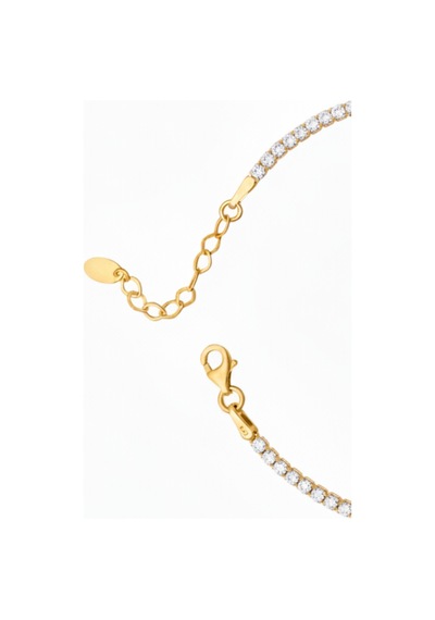 925 Ayar Gümüş Işıltılı Tenis Bileklik - 14k Gold Renk Beyaz