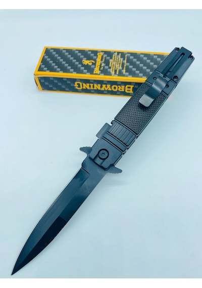 Browning Marka Siyah Yarıotomatik Kamp Çakı //s11 -22cm Siyah