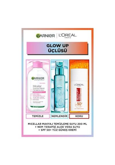 Nem Terapisi + 200ml Micellar Makyaj Temizleme Suyu + Clinical Spf50 Yüz Güneş Kremi pktlrlglowuptrpset-10745