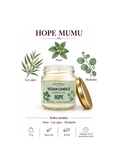 Minia Bahçe Çam, Nane Soya Wax Mumu 75 Gr Beyaz