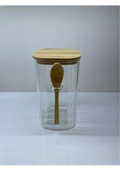 Cooker Kaşıklı Cam Kavanoz 18cm Şeffaf