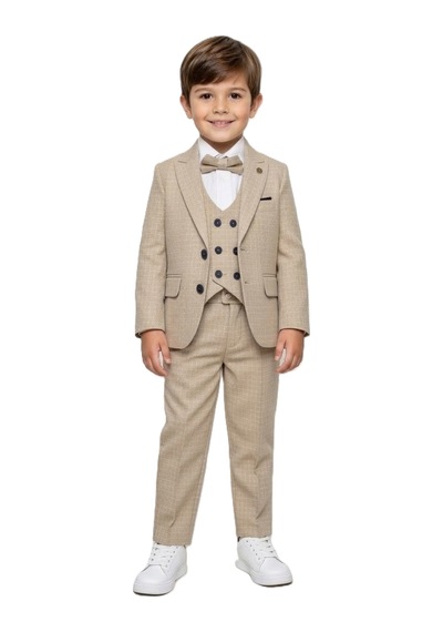 Mnk Baby & Kids Kiryos Erkek Çocuk Kareli Takım Elbise M00806 Bej