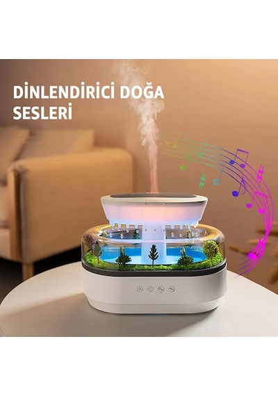 Robeve Yağmur Damlası Hava Nemlendirici - Aromaterapi Difüzör - 7 Renk Rgb - Dinlendirici Sesler - Sessiz Çalışma