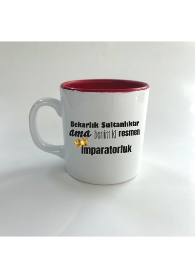 Mor Mürekkep Bekarlık Sultanlıktır Ama Baskılı Kırmızı Multi Kupa