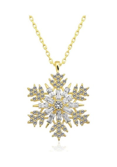 Gümüş Gold Kar Tanesi Kolye (551176237)