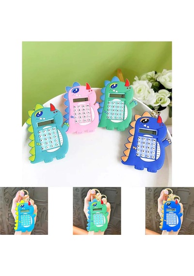 Mini 8 Haneli Hesap Makineli Labirent Oyunlu Dinazor Anahtarlık 1 Adet Ebat: 9,3 Cm X 5,9 Cm Lacivert