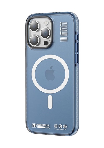 Rock Space Apple Uyumlu iPhone 15 Promax Kılıf Magsafe - Antishock Buzlu Mavi