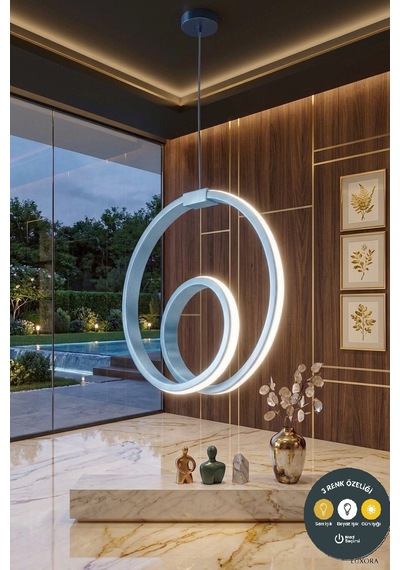 Asora Led Mavi Avize - Minimalist Ve 3 Renk Modern Sarkıt & Salon, Antre Ve Hol Aydınlatma