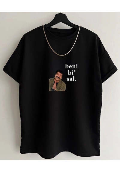 Startmore Unisex Siyah Beni Bi Sal Baskılı Bisiklet Yaka Tshirt Siyah