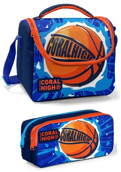 Coral High İlkokul Çanta Takımı Lacivert Turuncu Basketbol - Erkek Çocuk Okul Çantası Seti