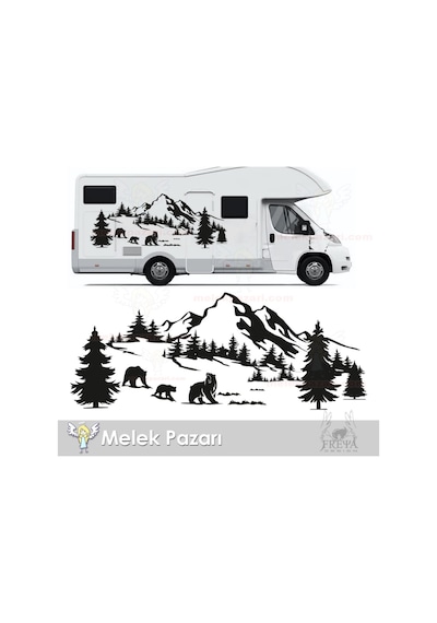 Ayı Sürüsü Dağ Orman Doğa Manzara Off Road Kamp Karavan Sticker