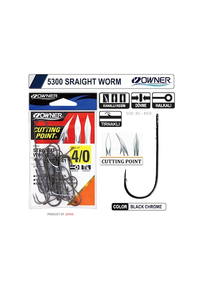 Owner 5300 Straight Shank Black Chrome İğne