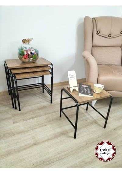 Evko Mobilya Buket Sehpa, 4'lü Zigon Sehpa, Servis Sehpası, Iç Içe Geçen Sehpa, Ahşap Sehpa, Dikdörtgen Sehpa