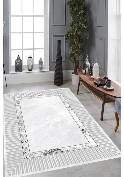Rovigo Home Dijital Baskı Yıkanabilir Kaymaz Taban Salon Halısı Ve Yolluk Rvg0904-fnl119 Gri