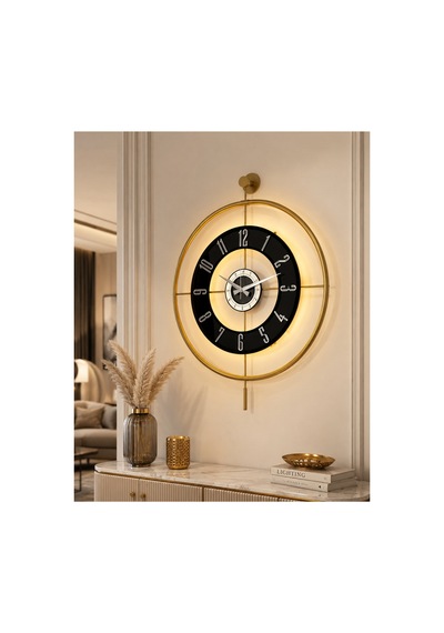 Pey Aksesuar Metal Camlı Duvar Saati 60x80 Cm Büyük Boy Işıklı Gerçek Cam Gold-şeffaf-siyah-gümüş M61-gold-şeffaf-siyah-gümüş