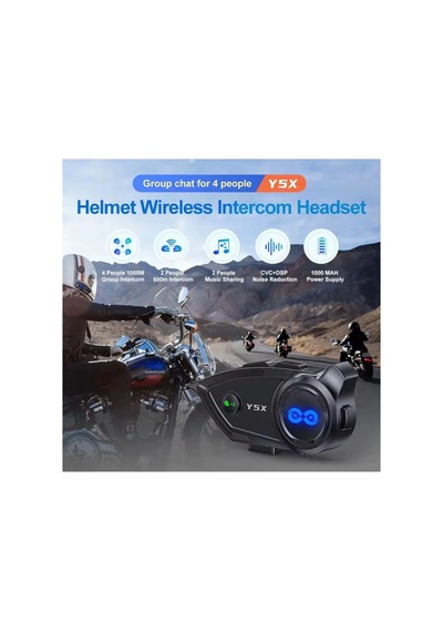 Rgb Işıklı Intercom 5 Kişi Bağlantılı 1000mah Motosiklet Bluetooth Kulaklık Seti