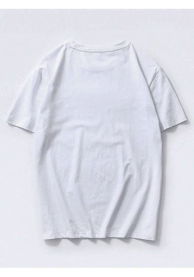 Beach Logo T-shirt - Beyaz Baskılı Oversize Bisiklet Yaka Kısa Kol Beyaz