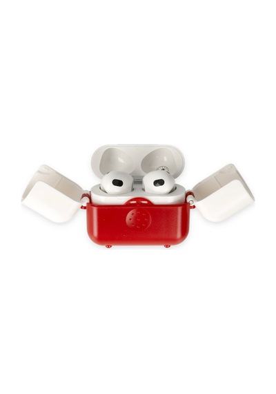 Airpods 3 3.nesil Basmalı Kılıf - Kırmızı-beyaz