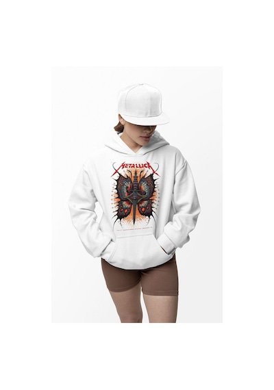 Tasarım Rock Metal Müzik Grubu Baskılı Unisex Oversize Metallica Beyaz