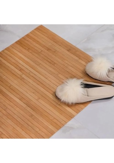 Doğal Bambu Banyo Paspası, Duş Ve Küvet İçin Kaymaz Mat, Çok Amaçlı Kullanım Siyah