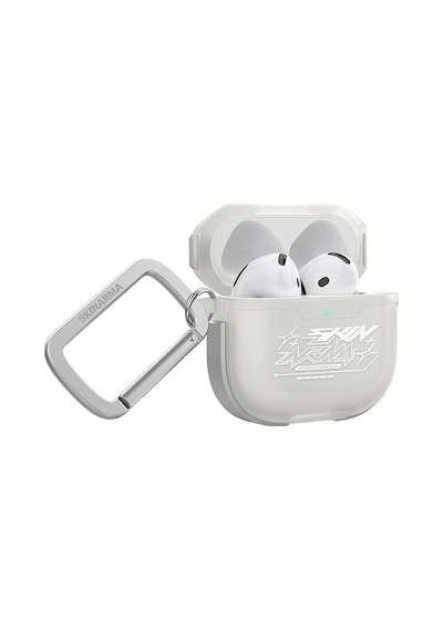 Apple Uyumlu AirPods 4 Kılıf Transparan Mat Tasarımlı Skinarma Kinzoku Kulaklık Kılıfı Beyaz