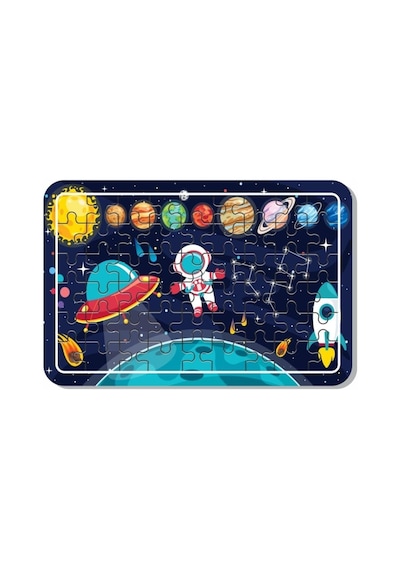 Baskı Atölyesi Uzay Astranot Ve Gezegenler A4 54 Parça Puzzle, Oyuncak, Yapboz Standart