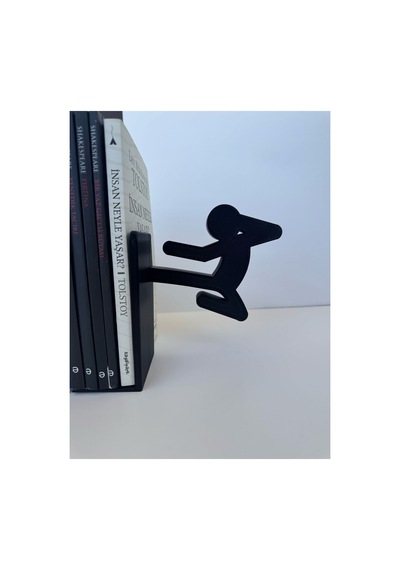 Kung Fu Figürlü Kitap Tutucu Siyah Beyaz Dekoratif Kitap Desteği